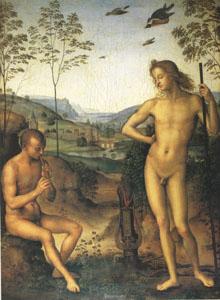 Pietro vannucci called IL perugino Apollo and Marsyas (mk05) Germany oil painting art